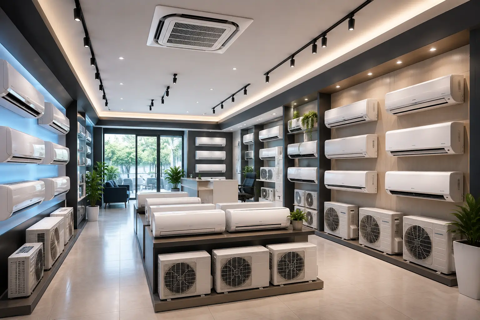 Modern retail store with energy-efficient HVAC system designed to reduce running costs while maintaining customer comfort.